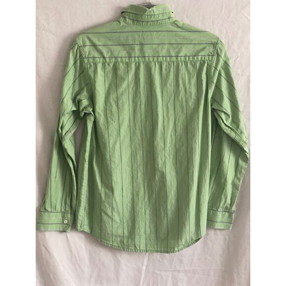 Arrow LS Shirt Green Blue White Stripe Button Down Casual Dress Boy L (14-16) - Picture 13 of 14